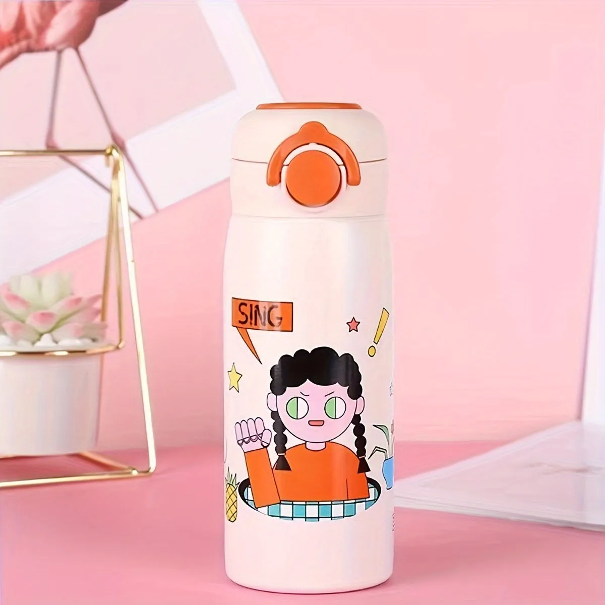 1pc Cartoon Insulated Water Bottle - 400ml 304 Stainless Steel Travel Thermal Cup for Hot and Cold Beverages, Summer Winter Drinkware, Perfect Gift for Outdoor Enthusiasts and Coffee Lovers