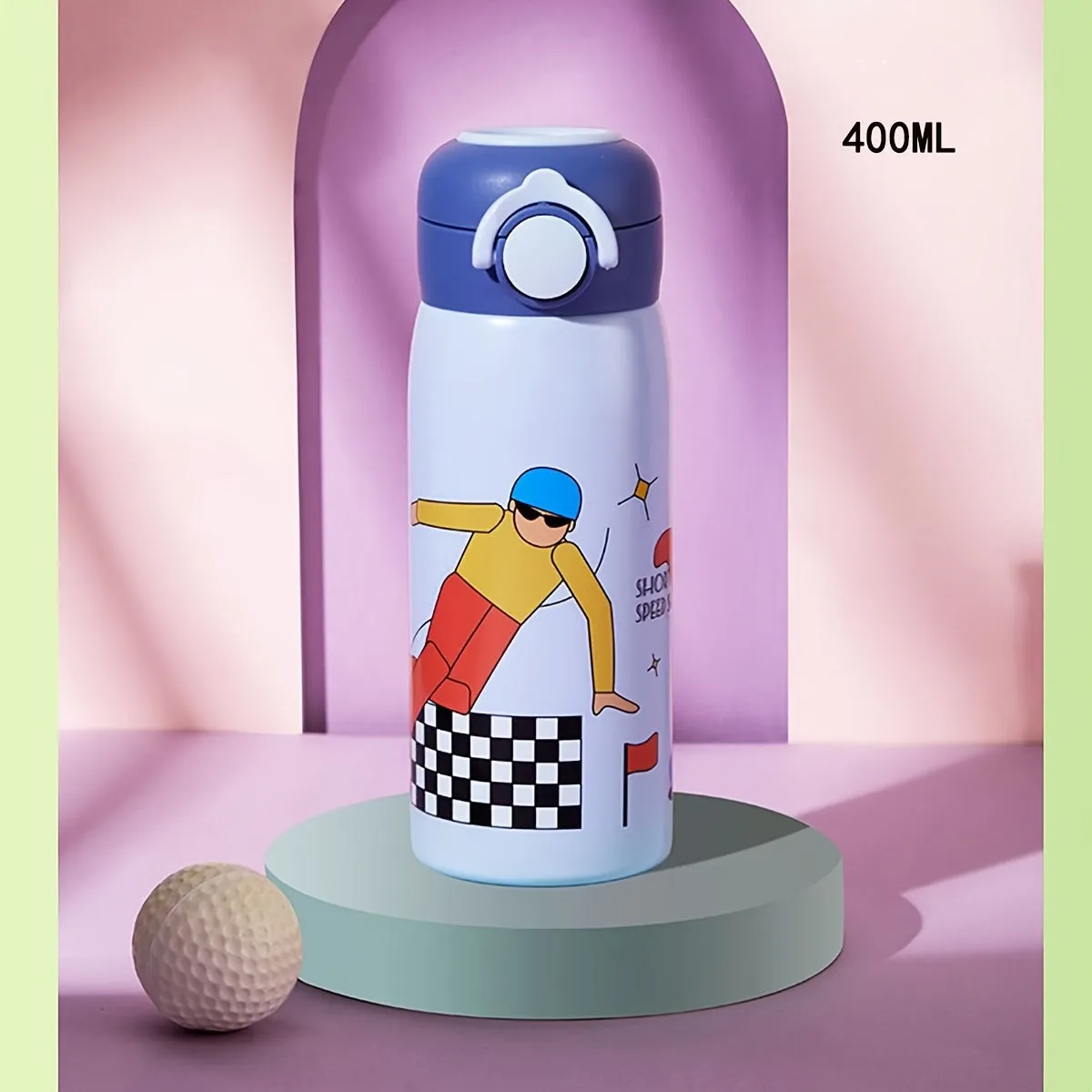 1pc Cartoon Insulated Water Bottle - 400ml 304 Stainless Steel Travel Thermal Cup for Hot and Cold Beverages, Summer Winter Drinkware, Perfect Gift for Outdoor Enthusiasts and Coffee Lovers
