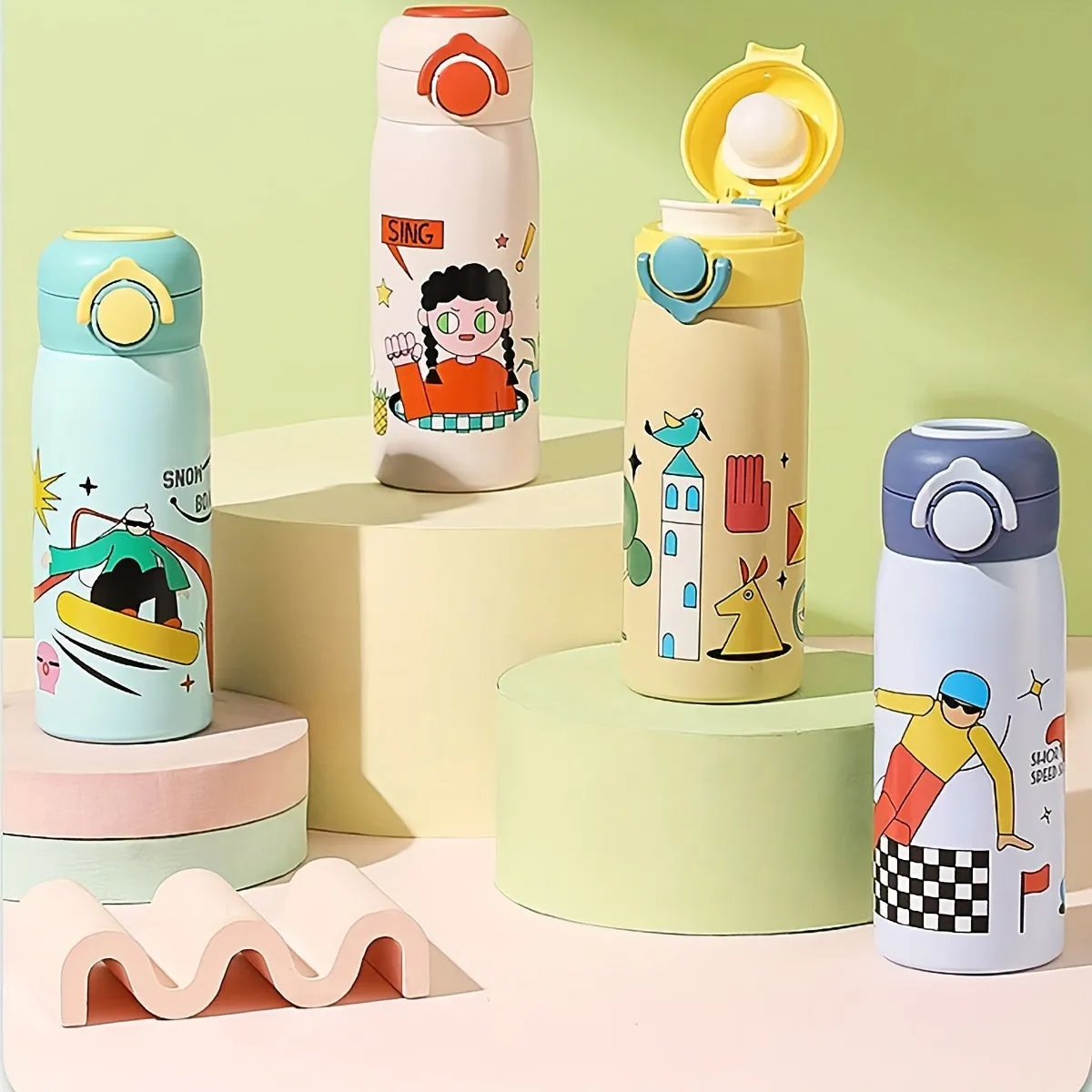 1pc Cartoon Insulated Water Bottle - 400ml 304 Stainless Steel Travel Thermal Cup for Hot and Cold Beverages, Summer Winter Drinkware, Perfect Gift for Outdoor Enthusiasts and Coffee Lovers