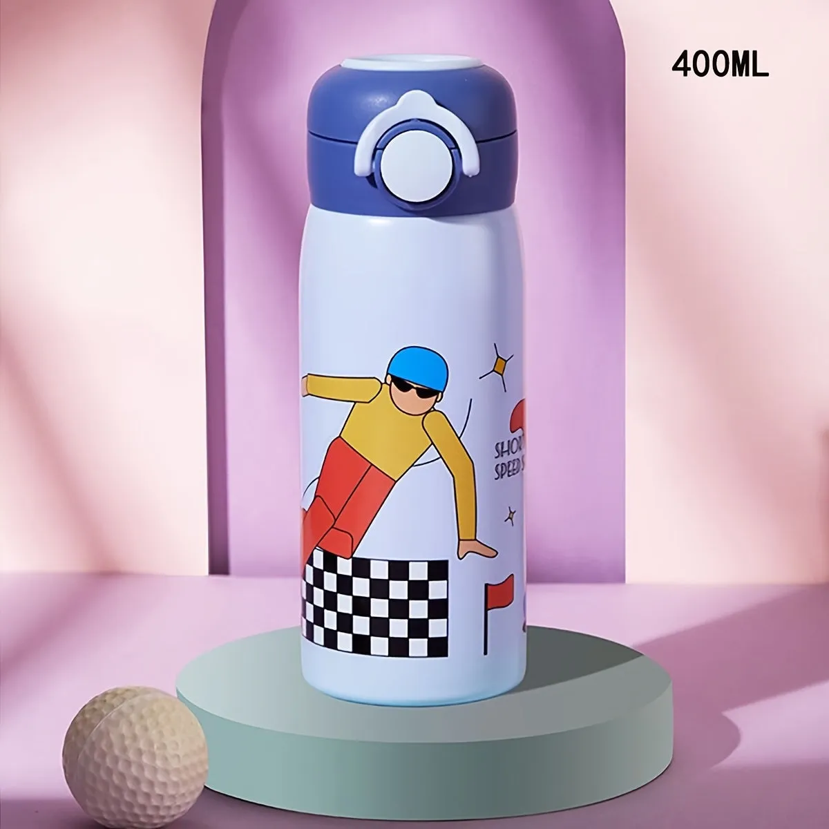 1pc Cartoon Insulated Water Bottle - 400ml 304 Stainless Steel Travel Thermal Cup for Hot and Cold Beverages, Summer Winter Drinkware, Perfect Gift for Outdoor Enthusiasts and Coffee Lovers