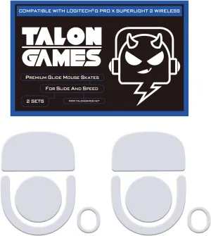 2Sets of TALONGAMES Rounded Curved Edges Mouse Feet Skates Compatible with Logitech G PRO X Superlight 2 Wireless GPX2 Gaming Mouse Feet Replacement,0.8mm,Pure PTFE Material Super Smooth Glide Pads
