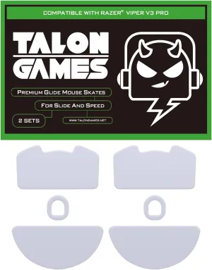 2Sets of TALONGAMES Rounded Curved Edges Mouse Feet Skates Compatible with Razer Viper V3 Pro Gaming Mouse Feet Replacement, 0.8mm, Pure PTFE Material with Super Smooth Glide Pads