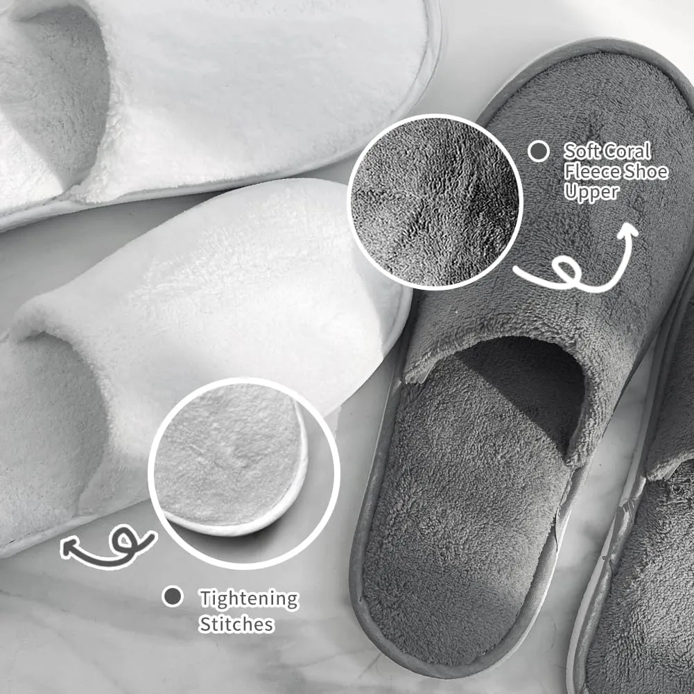 6 Pairs Spa Slippers for Men and Women Fleece Non Slip Disposable Slippers Bulk Pack for Guest,Travel,House, Indoor, Bedroom, Spa, Shoeless Home,Hotel,Wedding Bride Slippers,Washable and Reusable