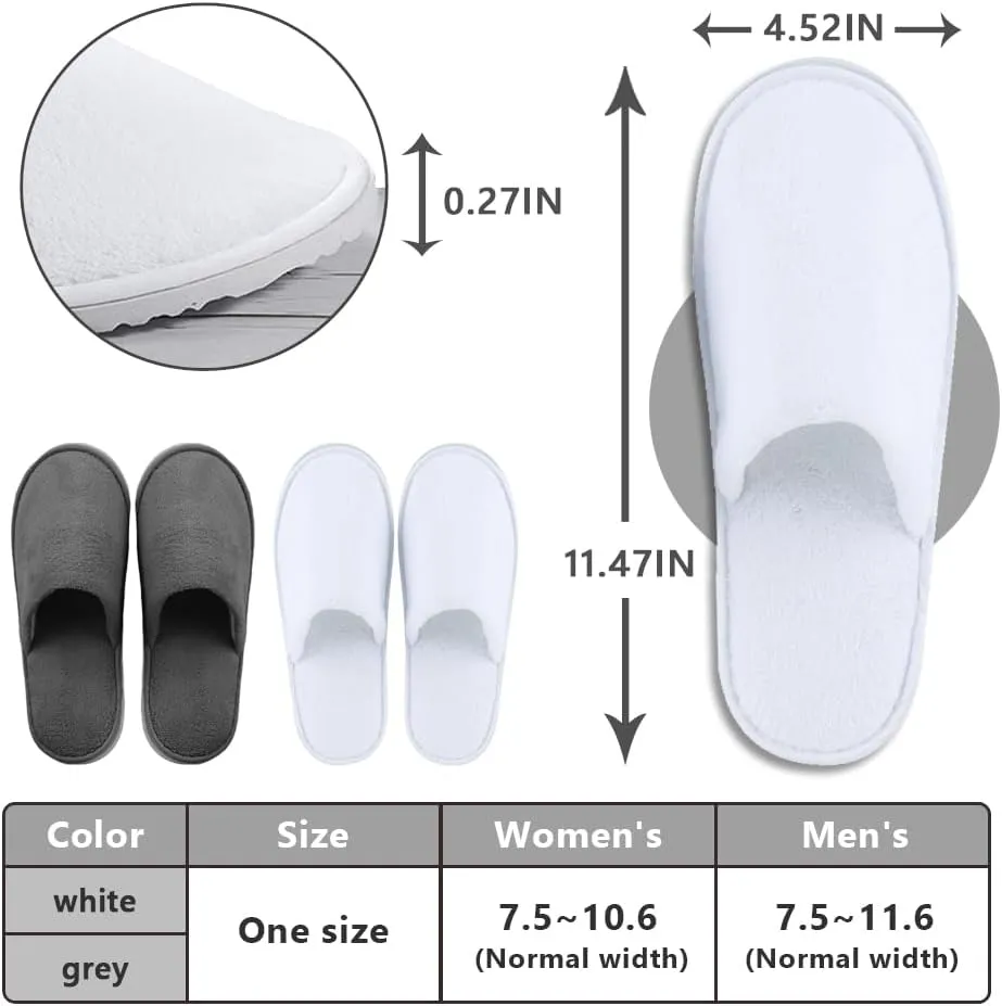 6 Pairs Spa Slippers for Men and Women Fleece Non Slip Disposable Slippers Bulk Pack for Guest,Travel,House, Indoor, Bedroom, Spa, Shoeless Home,Hotel,Wedding Bride Slippers,Washable and Reusable
