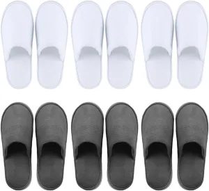 6 Pairs Spa Slippers for Men and Women Fleece Non Slip Disposable Slippers Bulk Pack for Guest,Travel,House, Indoor, Bedroom, Spa, Shoeless Home,Hotel,Wedding Bride Slippers,Washable and Reusable