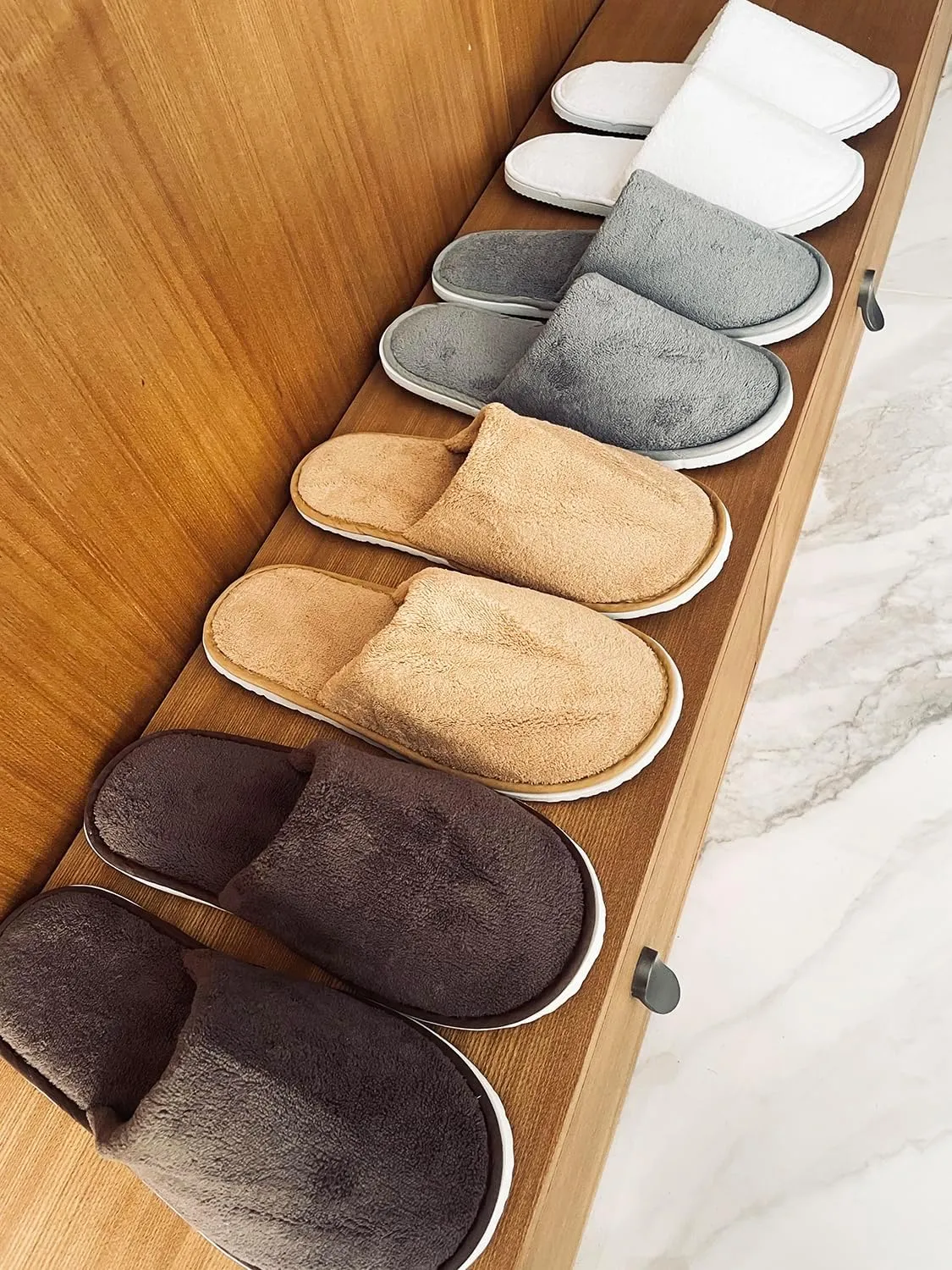 6 Pairs Spa Slippers for Men and Women Fleece Non Slip Disposable Slippers Bulk Pack for Guest,Travel,House, Indoor, Bedroom, Spa, Shoeless Home,Hotel,Wedding Bride Slippers,Washable and Reusable
