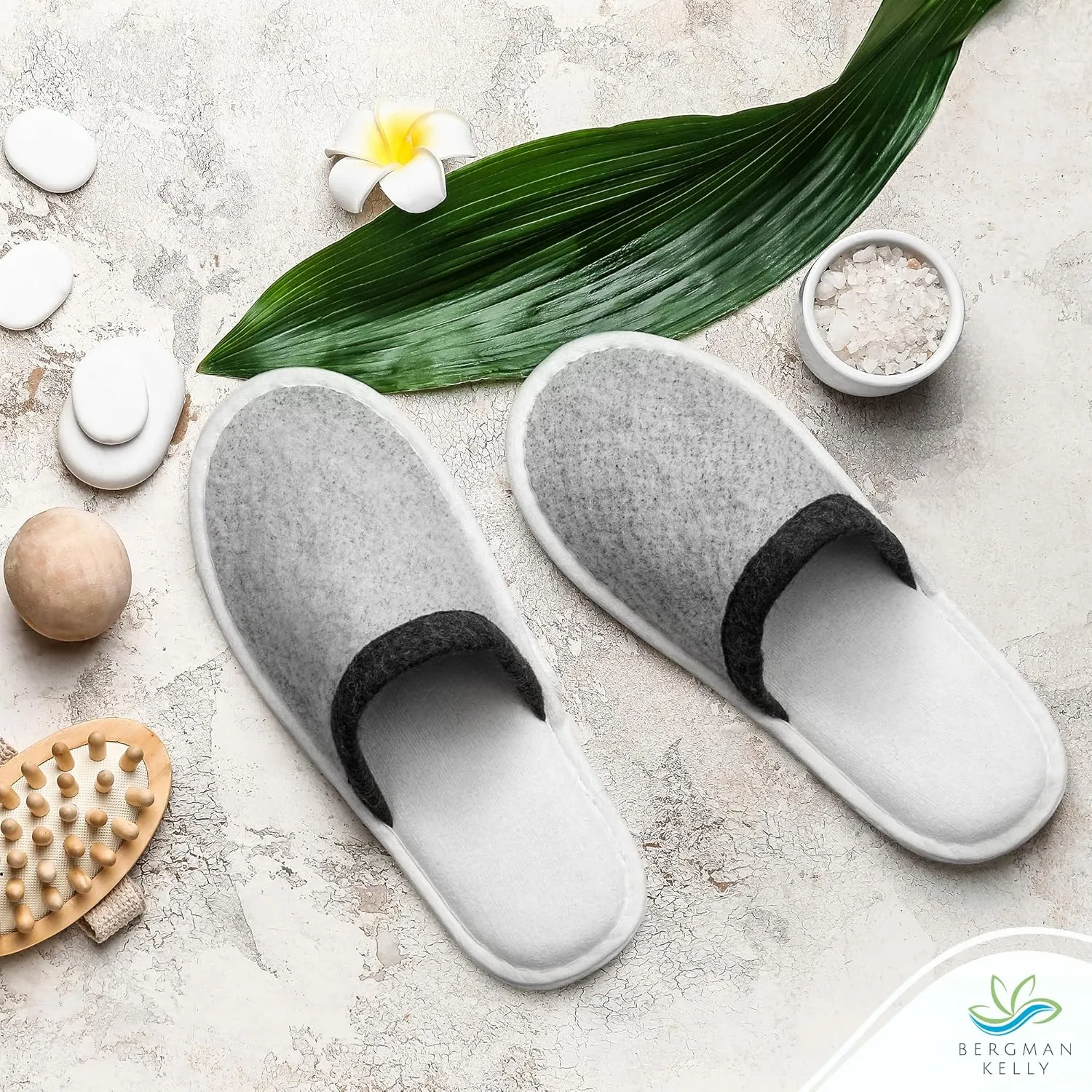 BERGMAN KELLY - Spa Slippers - Eco-Friendly & 100% Biodegradable Disposable Indoor House Slippers - Closed Toe House Shoes for Men & Women - Value Pack Hotel Indoor Shoes for Guests - Washable