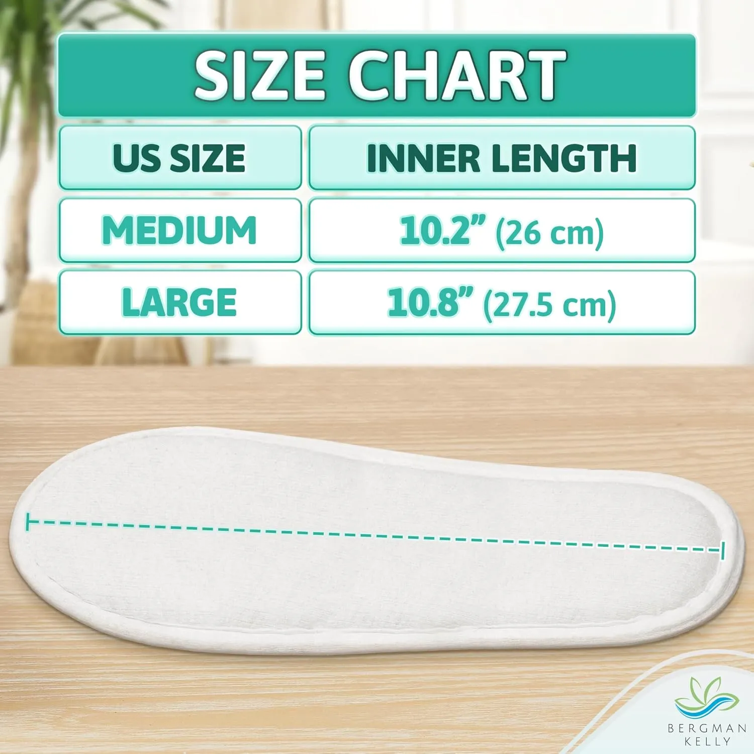 BERGMAN KELLY - Spa Slippers - Eco-Friendly & 100% Biodegradable Disposable Indoor House Slippers - Closed Toe House Shoes for Men & Women - Value Pack Hotel Indoor Shoes for Guests - Washable