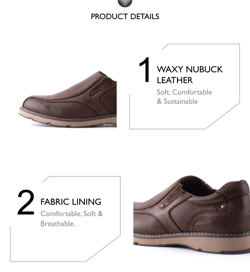 camel active Leather Basic Slip On Shoes Men Coffee PARROS 852404-FF1-33 COFFEE