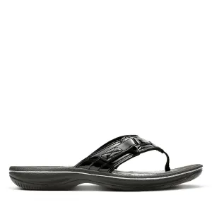 Clarks Women's Breeze Sea Flips- Black Patent