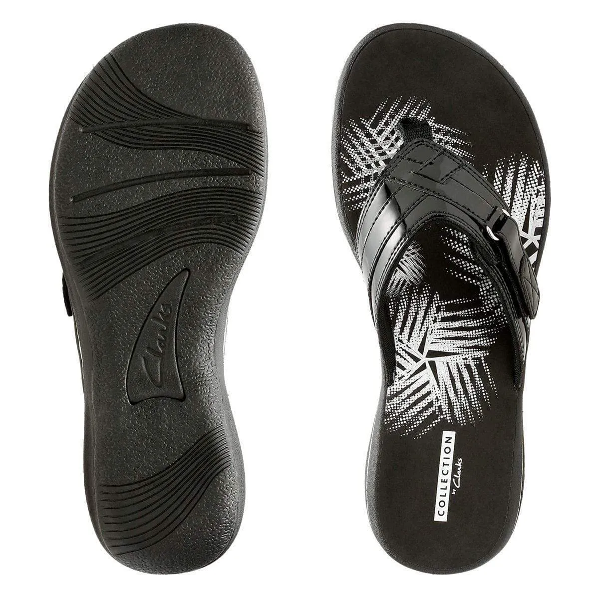 Clarks Women's Breeze Sea Flips- Black Patent