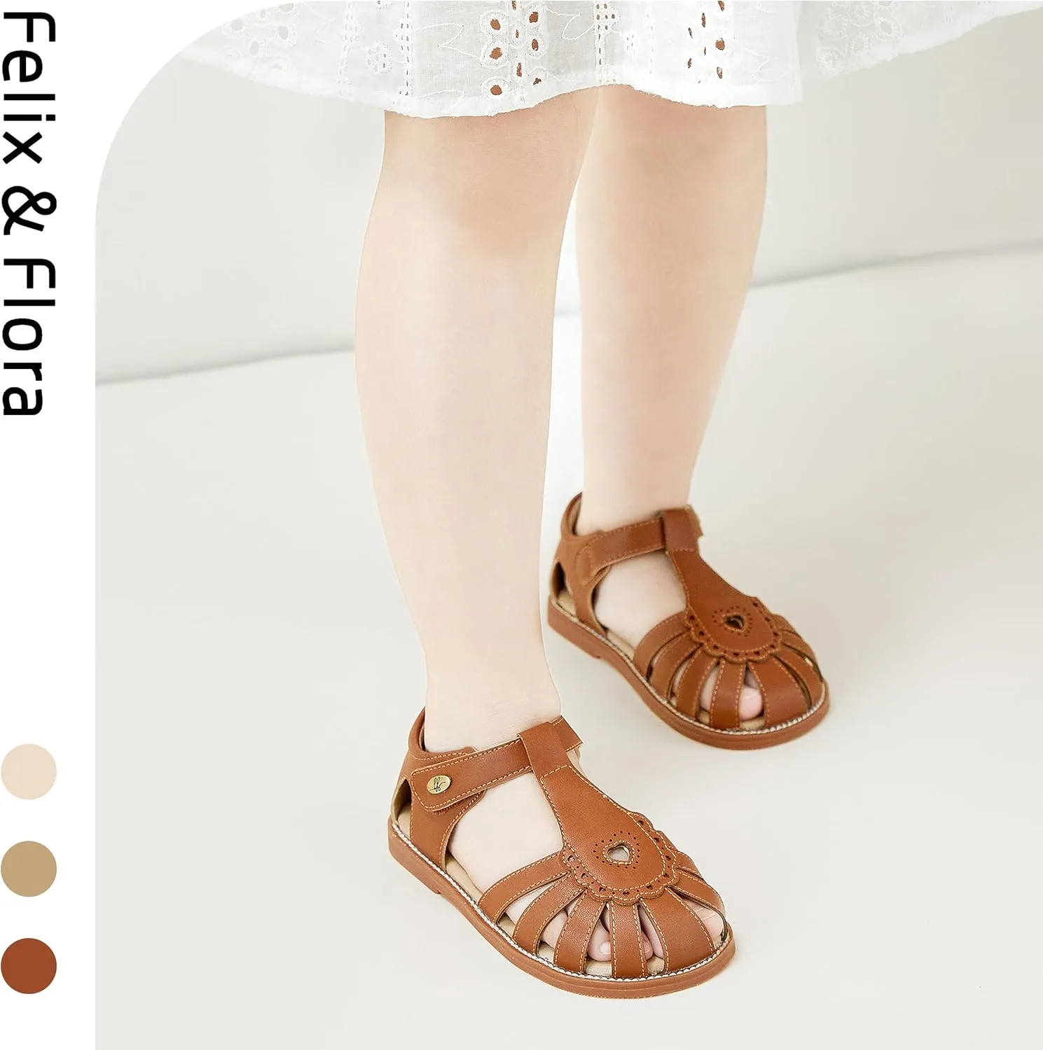 Felix & Flora Toddler Girls Sandals Flower Girl Shoes Soft Rubber Princess Summer Flat Shoes