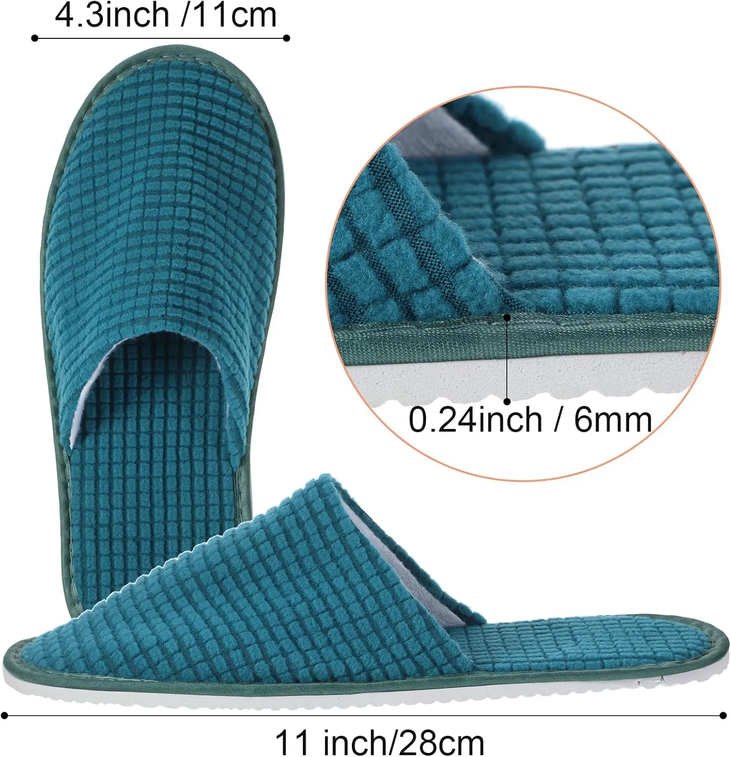 Geyoga 12 Pair House Slipper for Guest Non Slip Disposable Slipper for Travel Washable Reusable Closed Toe Hotel Bridesmaid Indoor Spa Wedding Party Shoeless Home