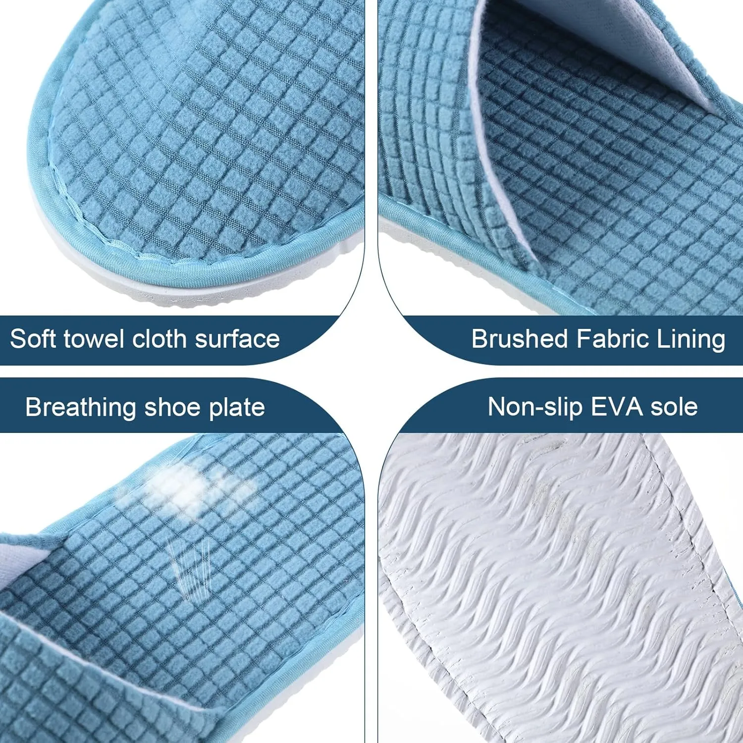 Geyoga 12 Pair House Slipper for Guest Non Slip Disposable Slipper for Travel Washable Reusable Closed Toe Hotel Bridesmaid Indoor Spa Wedding Party Shoeless Home