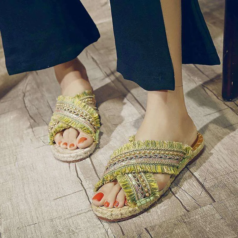 Handmade Straw Slippers