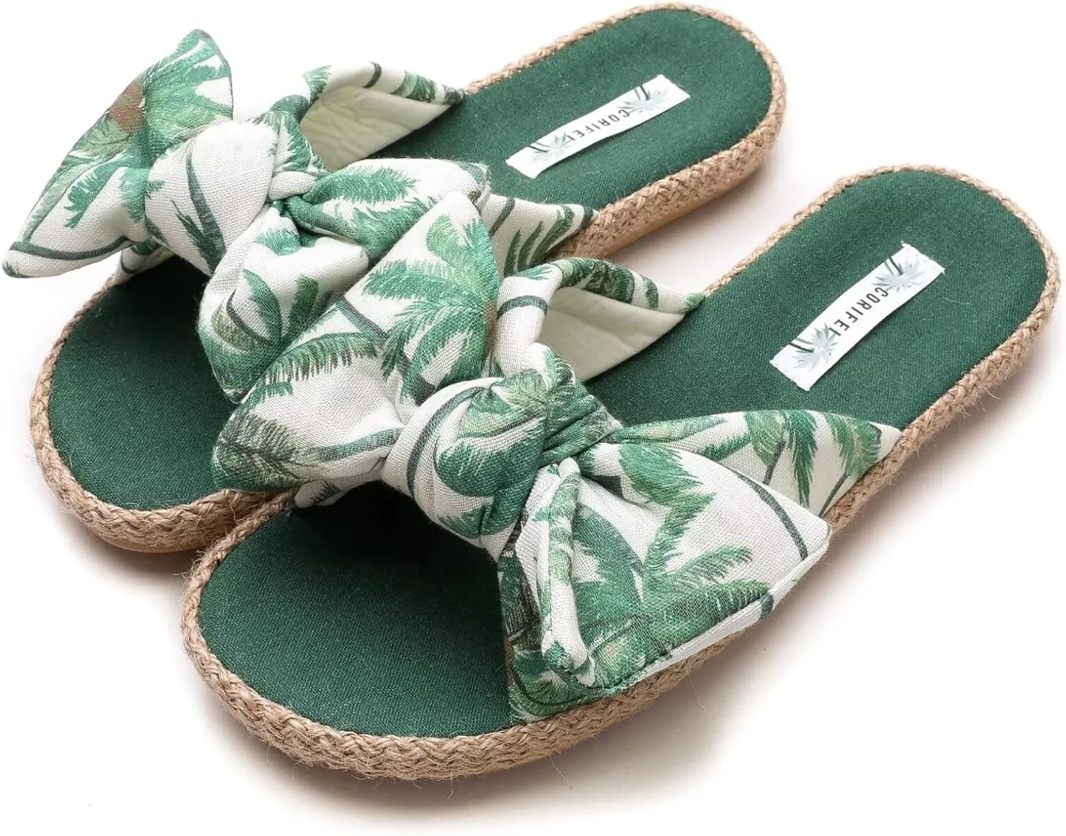 House Slippers for Women with Bow Comfy Indoor Open Toe Slides with Low Arch Support Rubber Sole for Summer