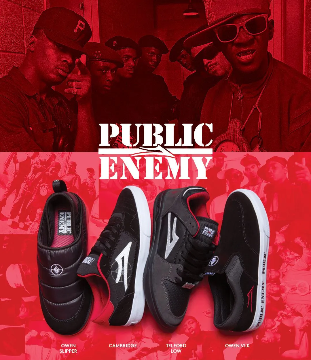 Lakai x Public Enemy Owen Slippers Nylon Shoes - Black