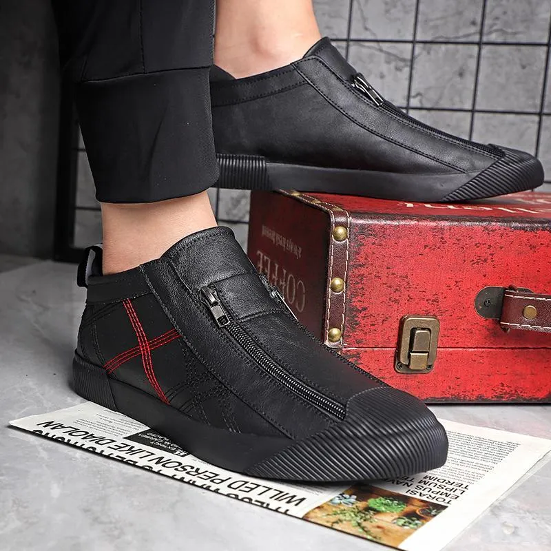 Men's breathable leather slip-on shoes