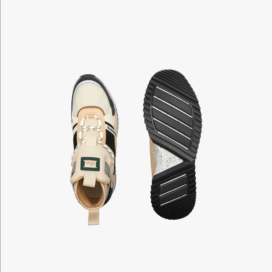 Men's Lacoste Run Breaker Leather Color-Pop Outdoor Shoes Black & Off White