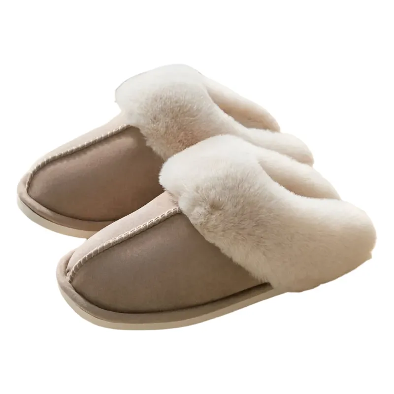 Plush Men Women Slippers - Warm Non-Slip Indoor Shoes