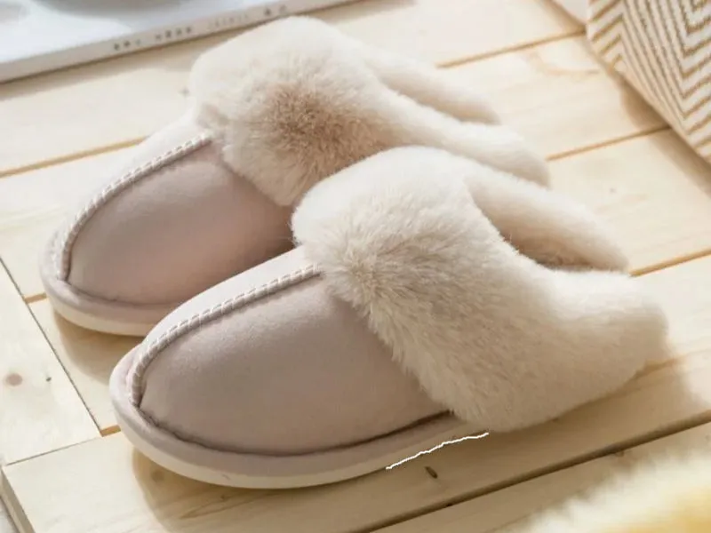 Plush Men Women Slippers - Warm Non-Slip Indoor Shoes