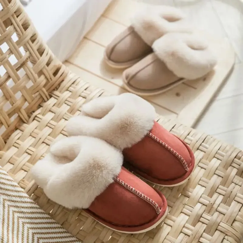Plush Men Women Slippers - Warm Non-Slip Indoor Shoes