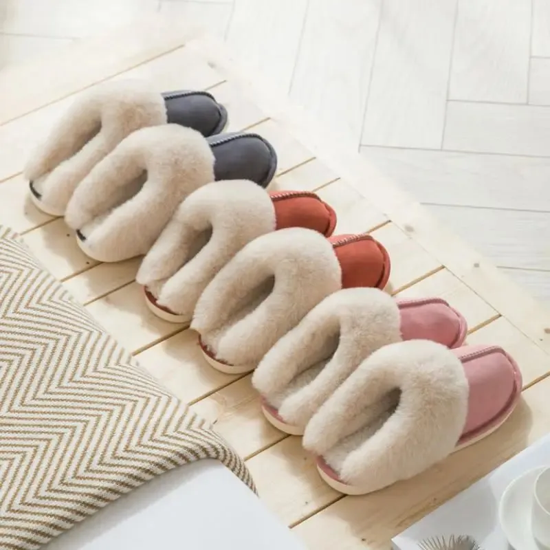 Plush Men Women Slippers - Warm Non-Slip Indoor Shoes