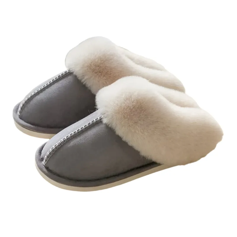 Plush Men Women Slippers - Warm Non-Slip Indoor Shoes