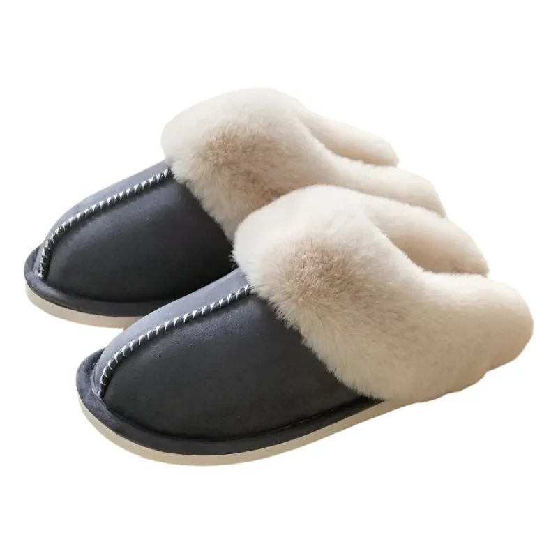 Plush Men Women Slippers - Warm Non-Slip Indoor Shoes