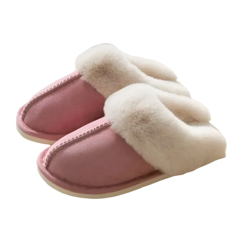 Plush Men Women Slippers - Warm Non-Slip Indoor Shoes