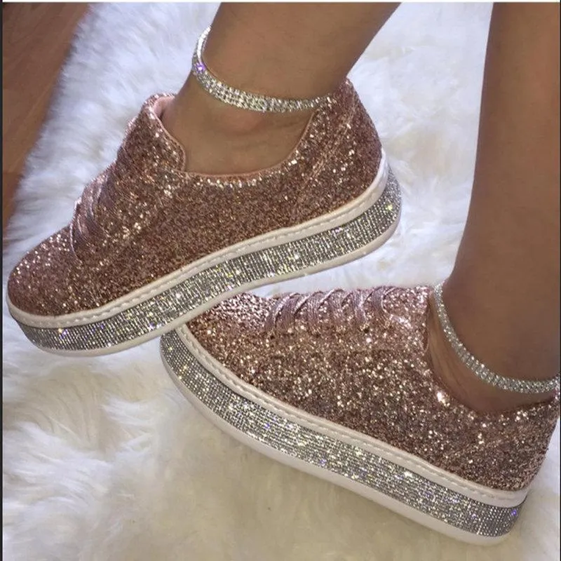 Rhinestone Platform Breathable Slip-on Shoes