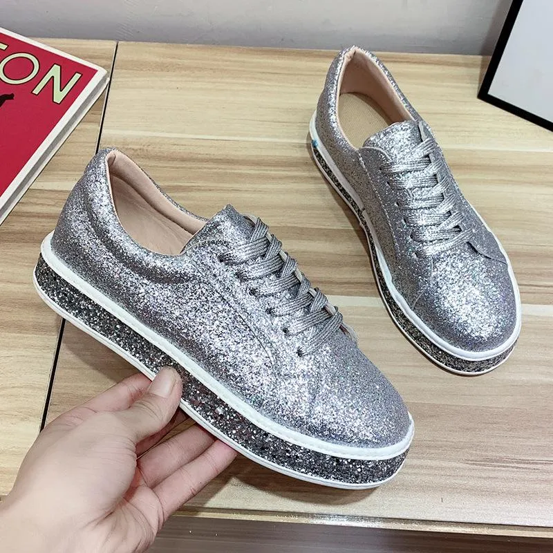 Rhinestone Platform Breathable Slip-on Shoes