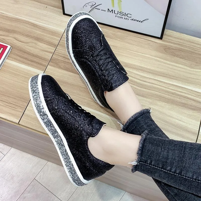 Rhinestone Platform Breathable Slip-on Shoes