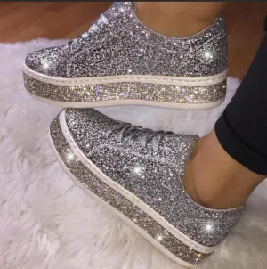 Rhinestone Platform Breathable Slip-on Shoes