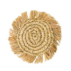 STRAW FRINGE COASTER SET (Set of 6) by POPPY   SAGE