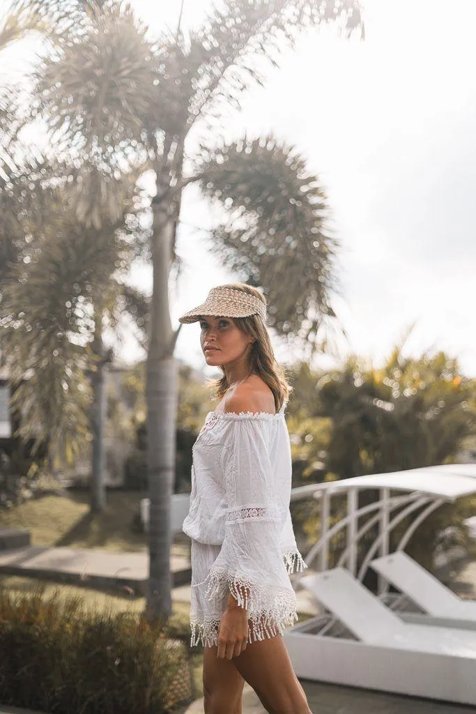 STRAW SUN VISOR - BLACK by POPPY   SAGE