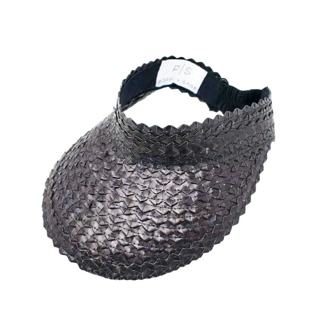 STRAW SUN VISOR - BLACK by POPPY   SAGE