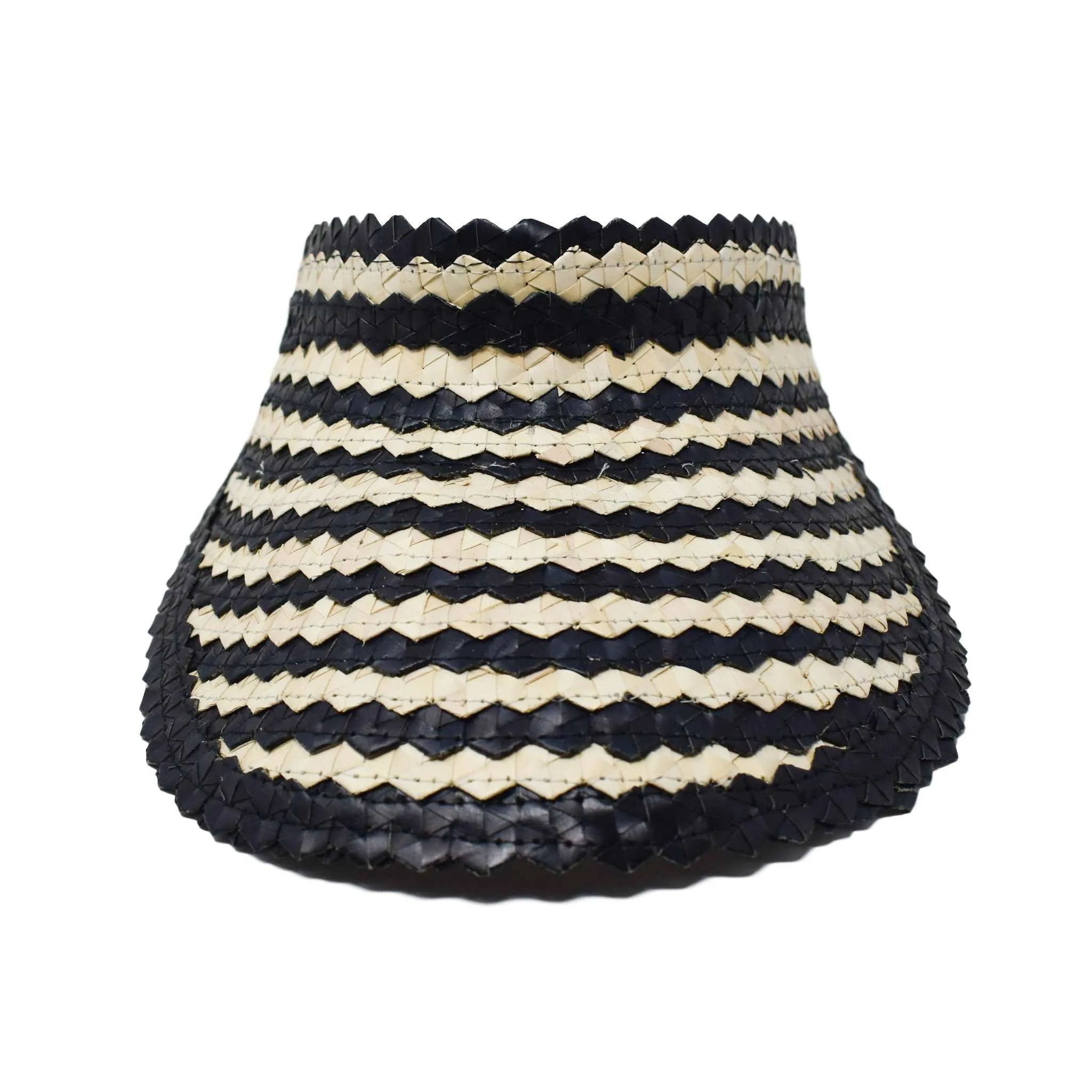 STRAW SUN VISOR - TWO TONE - BLACK NATURAL by POPPY   SAGE
