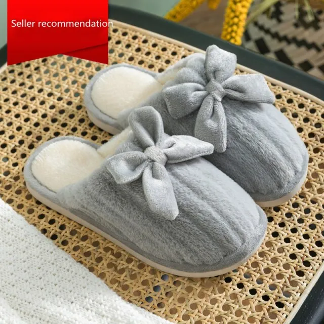 xiangtuibao   New Women Indoor Slippers Warm Plush Home Warm shoes Anti Slip Autumn Winter Shoes House Floor Soft Slient Slides